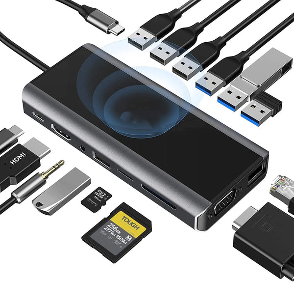 WFYEAR USB 3.0 Docking Station Hub With 10W Wireless Charging USB2.0 Ports 480Mbps Data Transfer Rate Hub Dynamo USB Chargers
