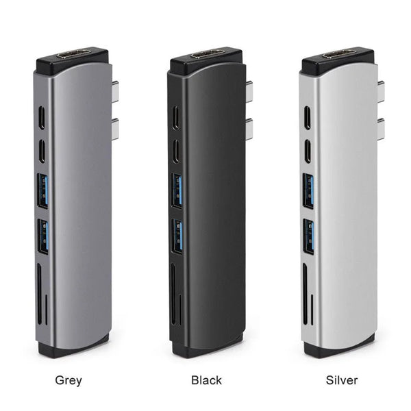 WFYEAR 7-in- 1 Dual Type C Port Card Reader PD Fast Charging Data Transfer for Exclusive Macbook Air/Pro for Laptop Mac
