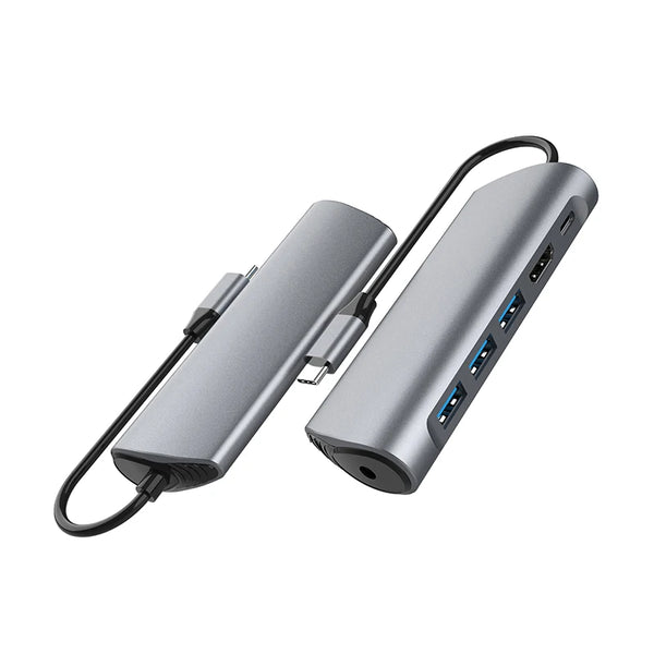 WFYEAR 7 Port USB 3.0 & USB C Ethernet Docking Thunderbolt Hub 4 Port USB Ethernet for Computer New Charging Function Product