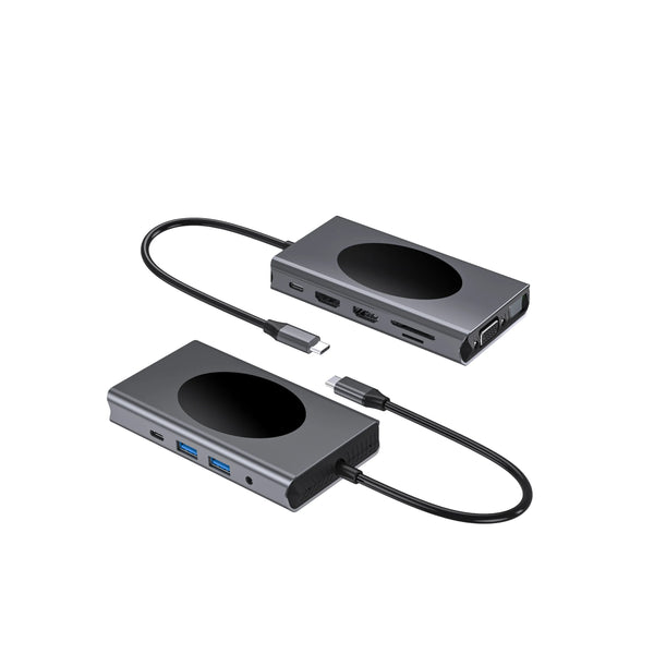 11 in 1 Hub RJ45 HDMI 4K 11 Port Type C Interface Charging Hub15w Station USB C Hub Smart Adapter Wireless Charger