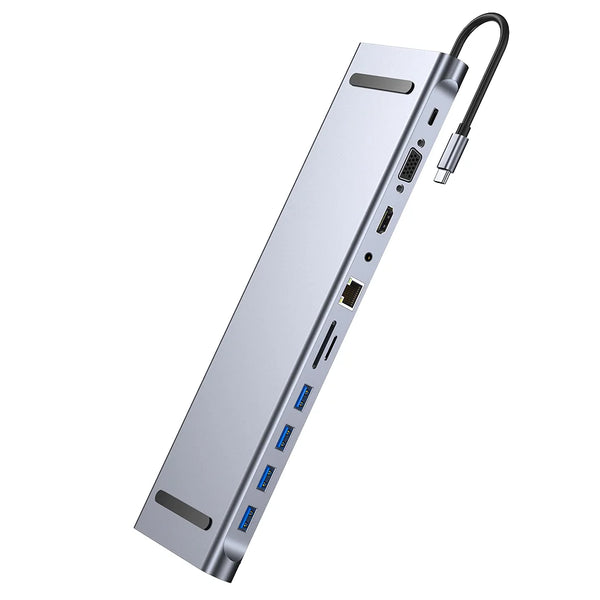 15-in-1 Multi-Function USB Hub Docking Station Converter Adapter with 2 HDRI for Mac Laptop Aluminium 3.0 Stock