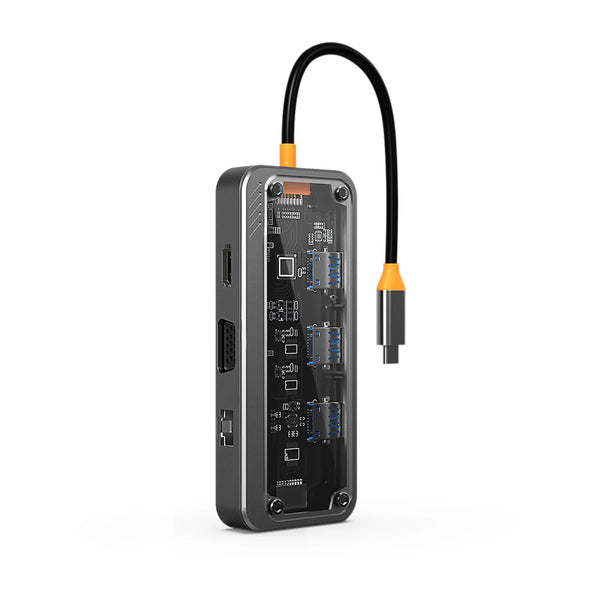 WFYEAR Direct 10 Port Type C Interface Charging Hub With Wireless Charger C Hub With Card Reader Fast Charging USB 2.0 Hub