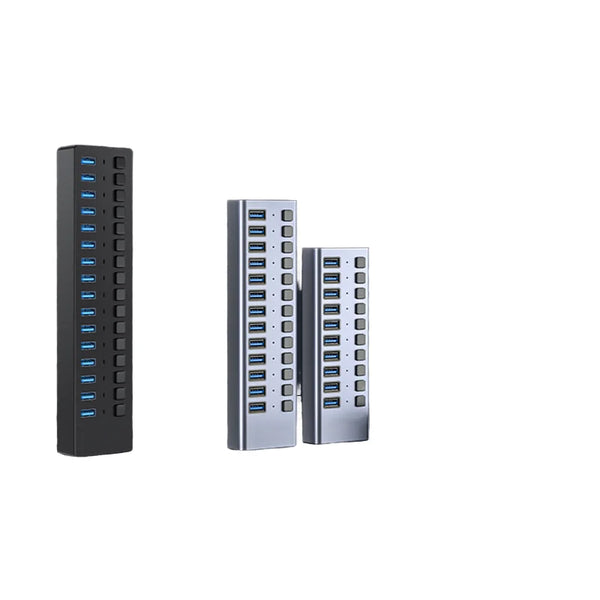 Ready to Ship 10-Port USB Charging Hub Aluminum Desktop Splitter for Data & Charging, Compatible with Laptop, PC & Mac