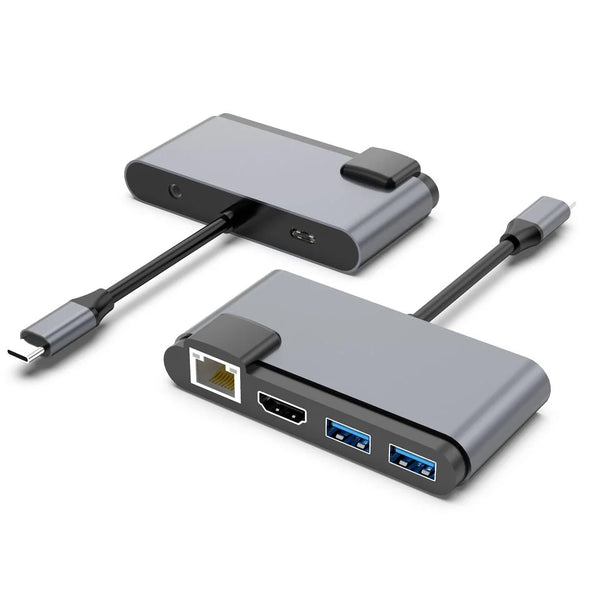Aluminum Multiport 6 in 1 USB C Hub Type C Hub Adapter USB C Hub to Compatible for MacBook Pro