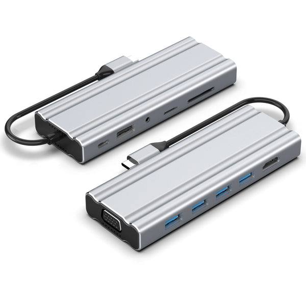 10-In-1 Multiport Portable Type C Hub USB 3.0 Switch Hub with Ethernet Function for Macbook Pro Data Transfer Adapter