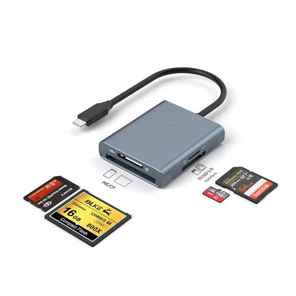 4 in 1 Dual Interface Type C USB a Card Reader 104Mb/s CF Compact Flash MS SD TF Docking Station PD Fast OTG Card Reader Hub
