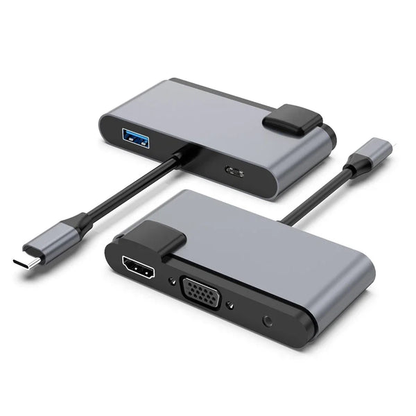 WFYEAR Direct Station Dock 5 Port HDMI VGA AUDIO PD USB 3 .0 Por Hub Adapter Splitter USB C Hub Adapter for Laptop and Phone