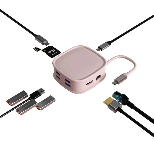 10 in 1 USB Hubs Docking Station Manufacturer RJ45 HD SD Card Reader 5Gbps Speed Mac Type C Port Compatible USB C Multiport Hub