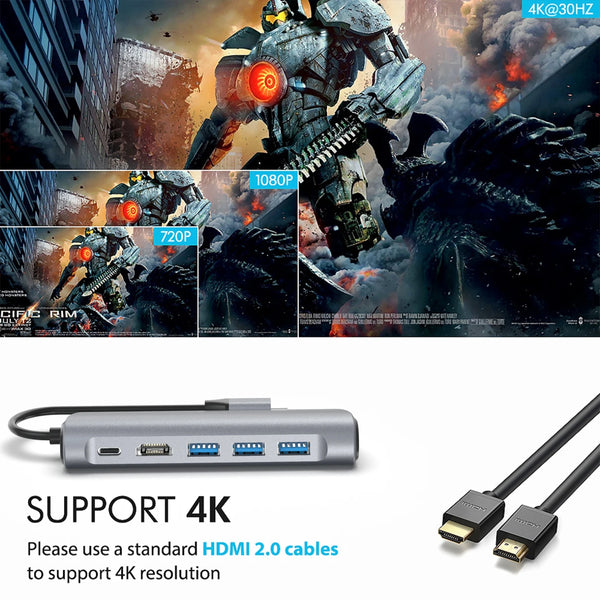 5 in 1 Classical USB 3.0 Charging Station PD Charging 4 Port Hub Computer Accessories for Multiple Devices Stock Available
