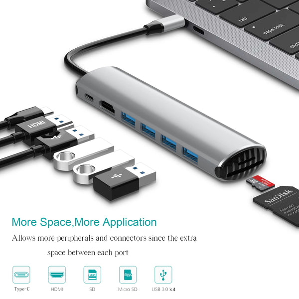 100W Fast Charging TYPE C Hub USB3.0 RJ45 Network Port Adapter for Macbook Air/Pro M1M2 Splitter C USB C Hub Adapter for Macbook