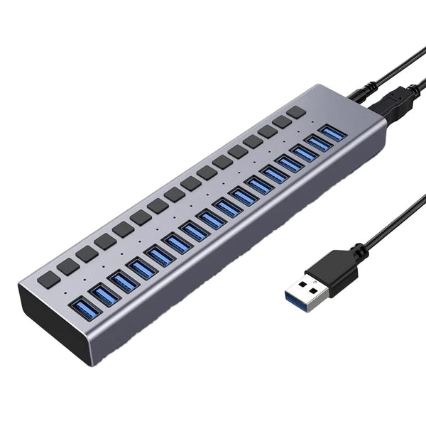 Ready to Ship 36W DC Power Adapter 7 Port USB Hub Pro 2.0 Individual Switch Splitter USB a Interface for Laptop and Phone