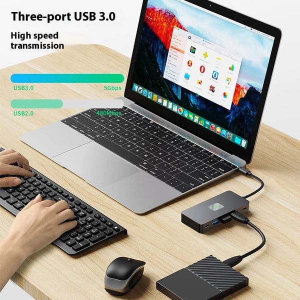 In-Stock Dual HD Cross-Border Laptop Docking Station Aluminium Alloy USB3.0 Type-C Multi-Screen Display Same Different MST