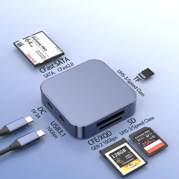 High-Speed 4.0 312Mb/s CFExpress CFast Slot Adapter External Installation USB-C Hub Card Reader and Writer with SD Card Reader
