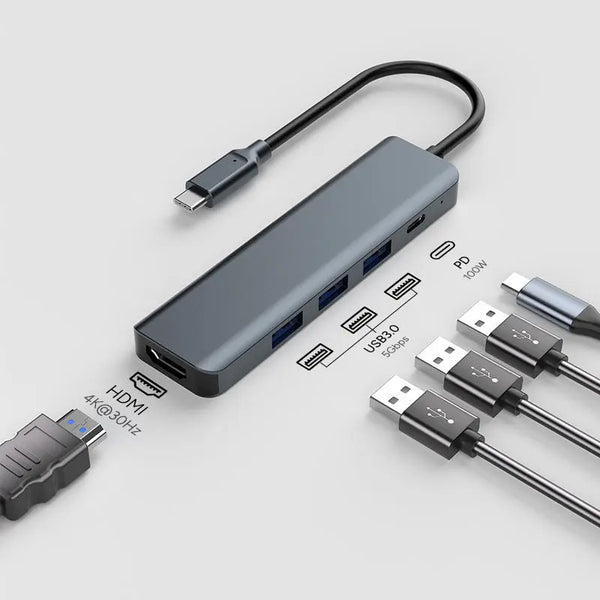 5 in 1 HDMI 4K 30HZ PD 100W Fast Charge Docking Station 5Gbps USB Hub for Game Computer Laptop USB 3 Hub PD PCB