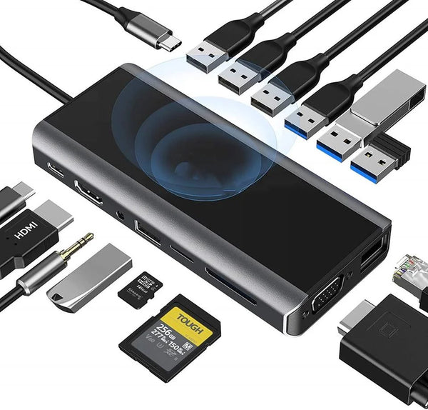 Versatile 15-IN-1 Docking Station Perfectly Work Latest Type C Laptop Devices With the Multiport USB C Adapter