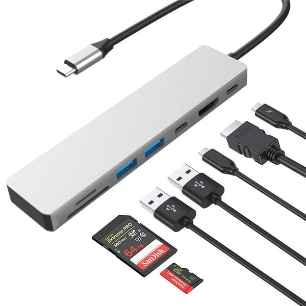 OEM/ODM USB3.0 USB C Docking Station Hub 7 1 OTG Adapter Split Wholesales SD TF Card Reader USB C Date Transfer Docking Stock