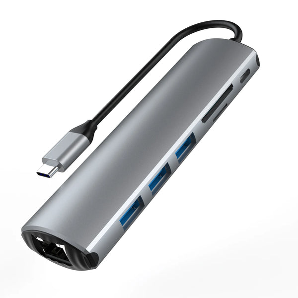 Aluminum Alloy 7-in-1 USB Hub Docking Station Ethernet RJ45 for HDMI PD Charging Adapter USB 3.0 SD Dual for MacBook Laptop