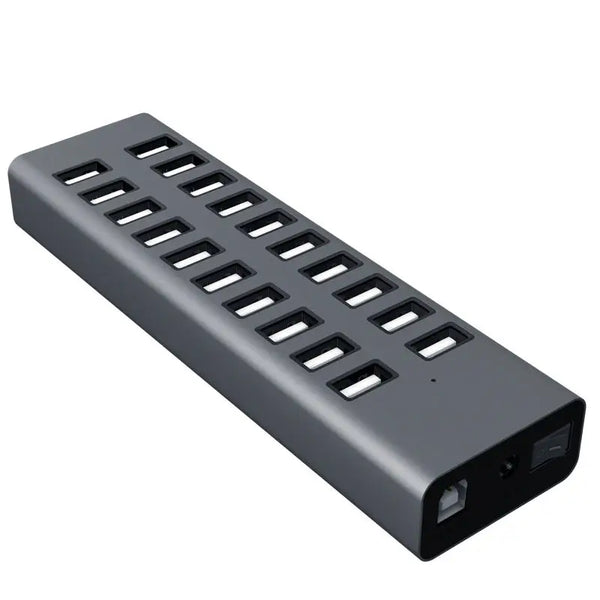 2023 High Quality 20 Port USB Hub Adaptador 90W Multiport UK US EU Splitter for Laptop Mac Aluminum USB 2.0 Electric Interface