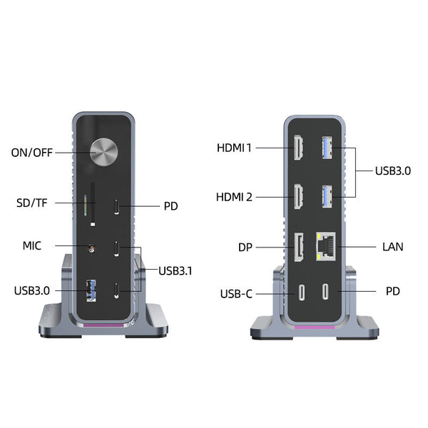 FC&EC 11 in 1 USB C Docking Station for Office Home Travel with RJ45 Gigabit USB 30 HDMI VGA Audio USB C Data SD TF PD 100W Adapter